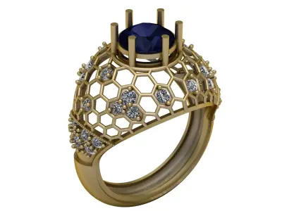 ANTIQUE BLUE SAPPHIRE RING 3D PRINTABLE MODEL 3D print model