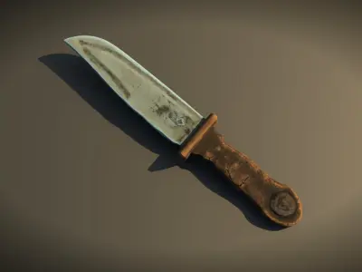 Hunters Vintage Wooden Knife Stylized Asset Low-poly 3D model