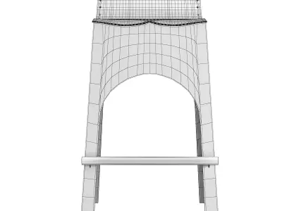 Jack Leather and Wood Stool - Tan 3D model