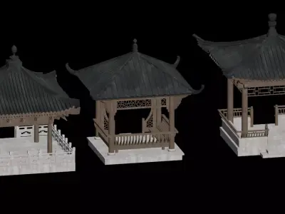 Chinese-style pavilions 3D model