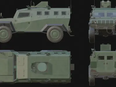 Armored Military Car Low-poly 3D model