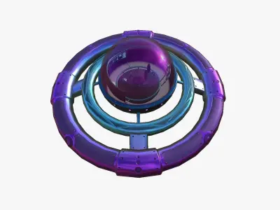 Alien Spaceship UFO E04 Purple Blue - Sci Fi Spacecraft Design Low-poly 3D model