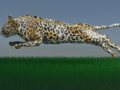 Cheetah Animated Rigged Low Poly Low-poly 3D model