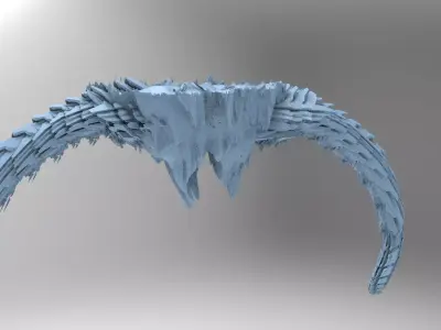 Sci fi Alien Dragon Bone Spine cliffs 1 3D model