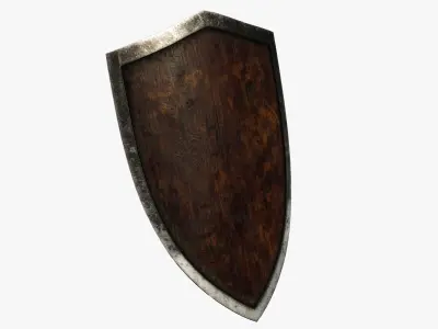 Wooden shield Low-poly 3D model 2