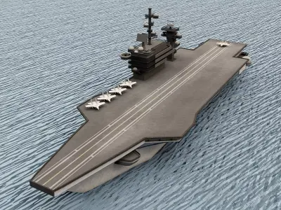 Navy Aircraft Ship Carrier and Fully Displayed Aircrafts Low-poly 3D model
