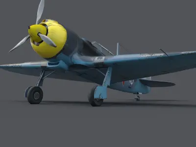 LA-5FN WWII Soviet Fighter Aircraft Low-poly 3D model