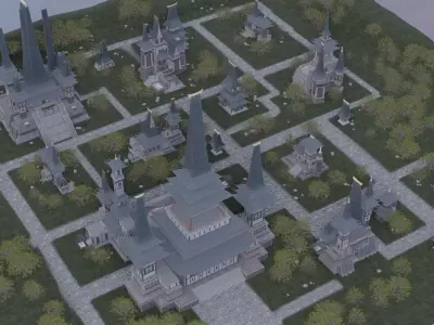 Traditional Village Aerial View 3D model