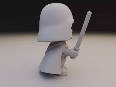 Meditative Darth Vader Chibi Statue - Dark Side Art Toy 3D print model