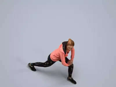 00115Halle008 - Adult Caucasian woman crouching during exercise 3D model