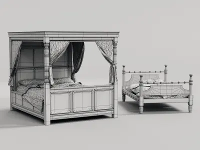 old medieval style beds 3D model