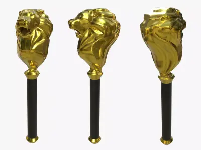 Golden Staff  Low-poly 3D model