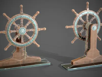 Stylized Ship Helm - Game Ready Asset Low-poly 3D model