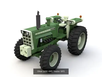 Oliver 2255 2WD and 4WD Tractors with Cabine and Canopy 1972 3D Model Pack