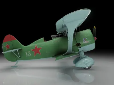 Biplan I-15 bis Low-poly 3D model
