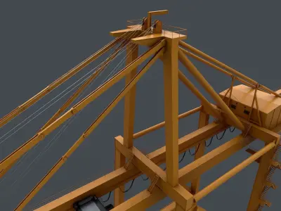 PBR Quayside Container Crane V2 - Yellow Dark Low-poly 3D model