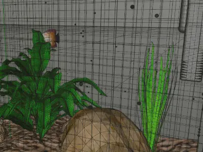 Aquarium fish tank Low-poly 3D model