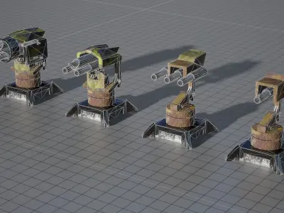 Turrets  Standard low poly Low-poly 3D model