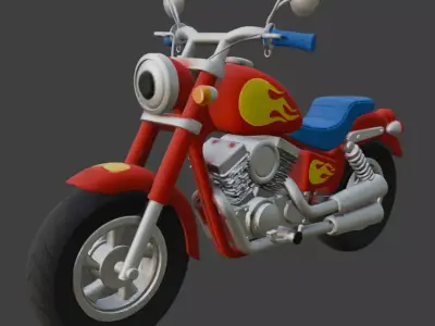 Cartoon Red Chopper Motorcycle 3D Model 3D model buy