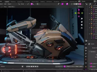 New scifi hover bike modeled in blender Low-poly 3D model