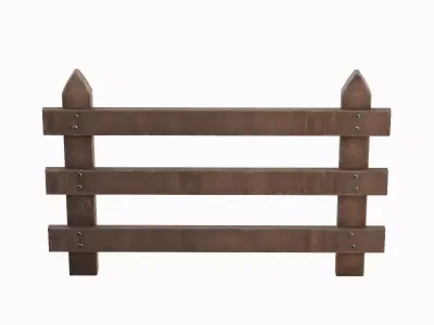 Rustic Wooden Fence 01 Low-poly 3D model