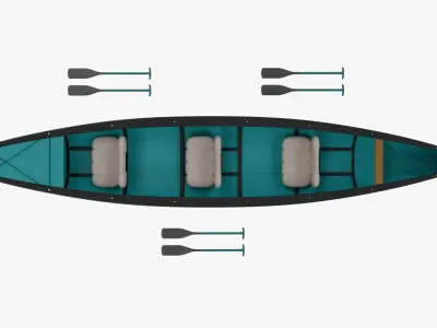 Canoe with Paddle 3D model