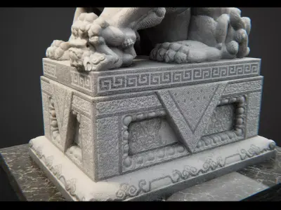 Free version Chinese Temple Stone Lion low-poly 3D model Free low-poly 3D model