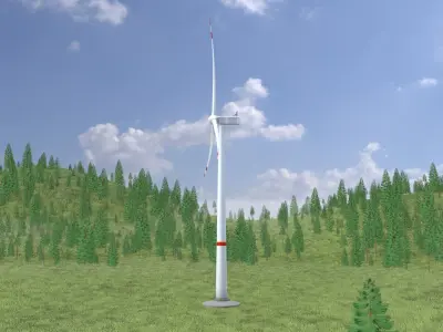 Wind-turbine with foundation V1 H-138 RD 162 m Low-poly 3D model