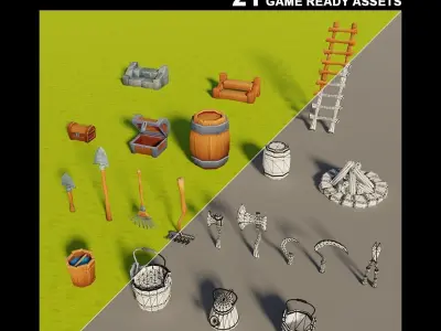 3D Farm Assets Pack model Low-poly 3D model