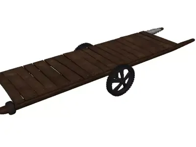 handcart wooden cart Low-poly 3D model