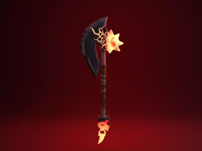 Fantasy Axe - Fire Version Low-poly 3D model