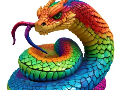 Rainbow Dragon Snake 3D Model Low-poly 3D model