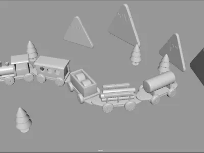 Cartoon Toy Train   Stylized 3D Model Low-poly 3D model