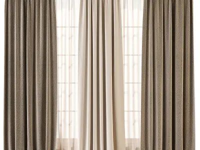 Herringbone and Sheer Curtain  Free 3D model
