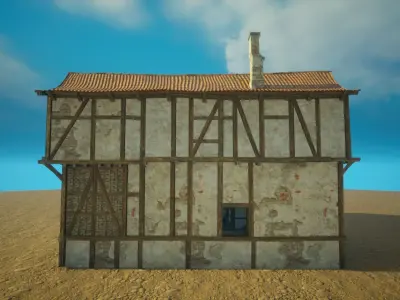 Medieval old House3-interior and exterior design Low-poly 3D model