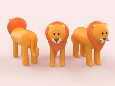 Cartoon Lion Animal Style Cute Low-poly 3D model