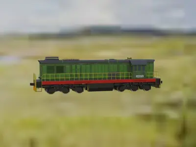 train in grass Low-poly 3D model