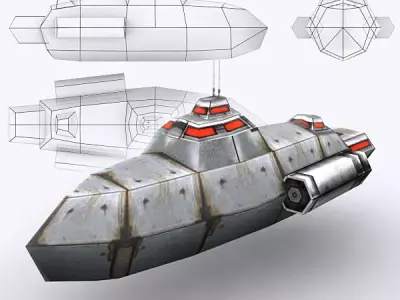 3DRT - Sci-Fi Naval Vessel - Scout  Low-poly 3D model