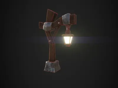 Stylized Light Pole Low-poly 3D model