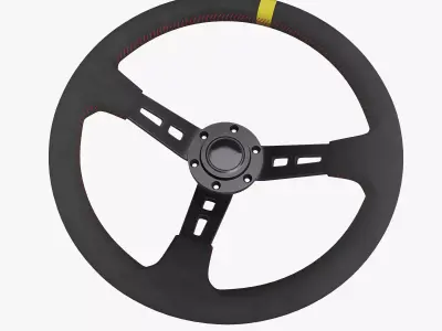 Steering Wheel 01 - Variation A - Red Stiches Low-poly 3D model