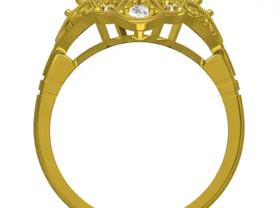 Antique Art Deco Filigree Engagement Ring 2 3D print model