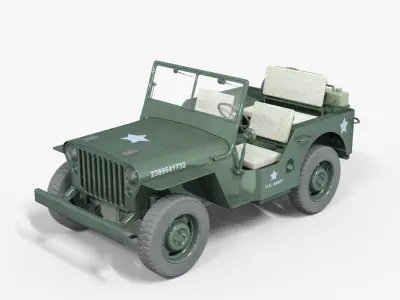 WW2 JEEP USA  Low-poly 3D model