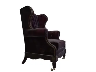 Vintage Tufted Leather Armchair Victorian Style Furniture 3D model
