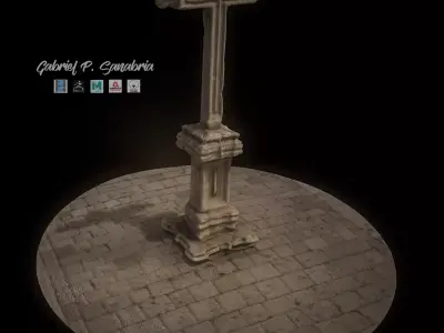 Cross Stone Valladolid La Antigua Low-poly 3D model