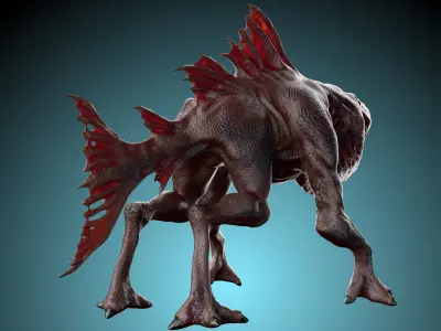 Shark creature Low-poly 3D model