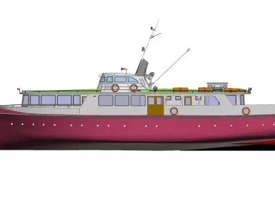 3d printabled or wooden PASSENGER BOAT 3D print model
