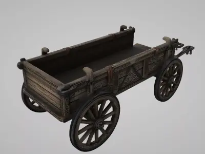  Medieval Viking horse-drawn chariot 3D model Low-poly 3D model