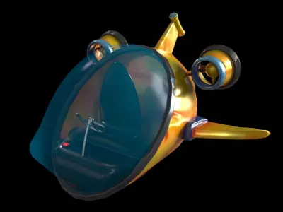 Aqua Jet ProSleek Futuristic Submarine Pod toon LOW POLY Low-poly 3D model