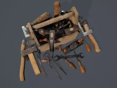 Woodworking Tools PBR Low-poly 3D model