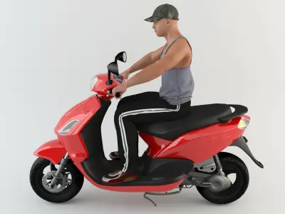Motorcyclist 1 man riding scooter 3D model